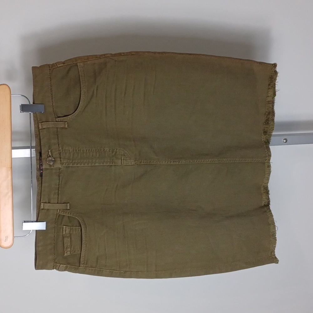JEN 7 by 7 for all Mankind NWT Army Green Pencil Skirt fringed hem - 12